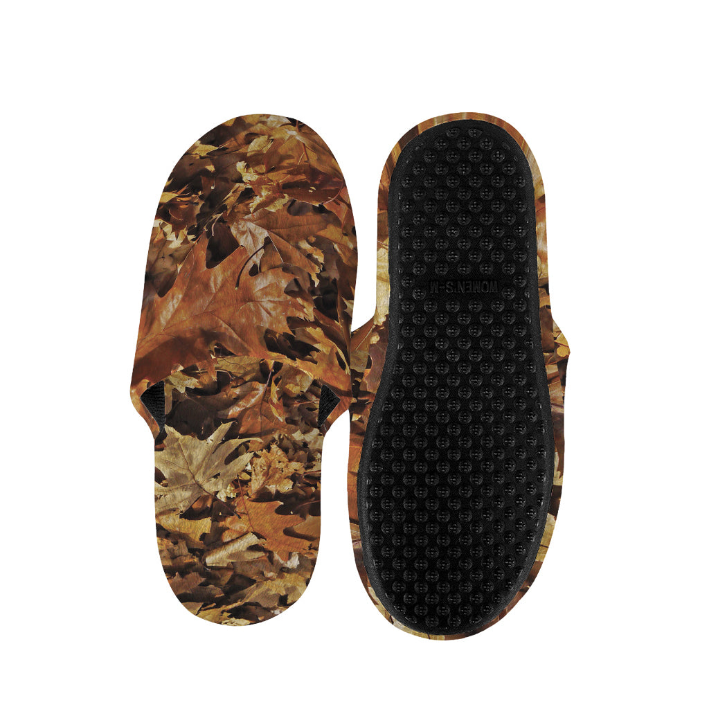 Fall Leaves Hunting Camouflage Print Slippers