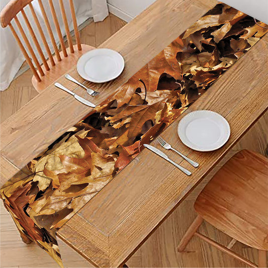 Fall Leaves Hunting Camouflage Print Table Runner
