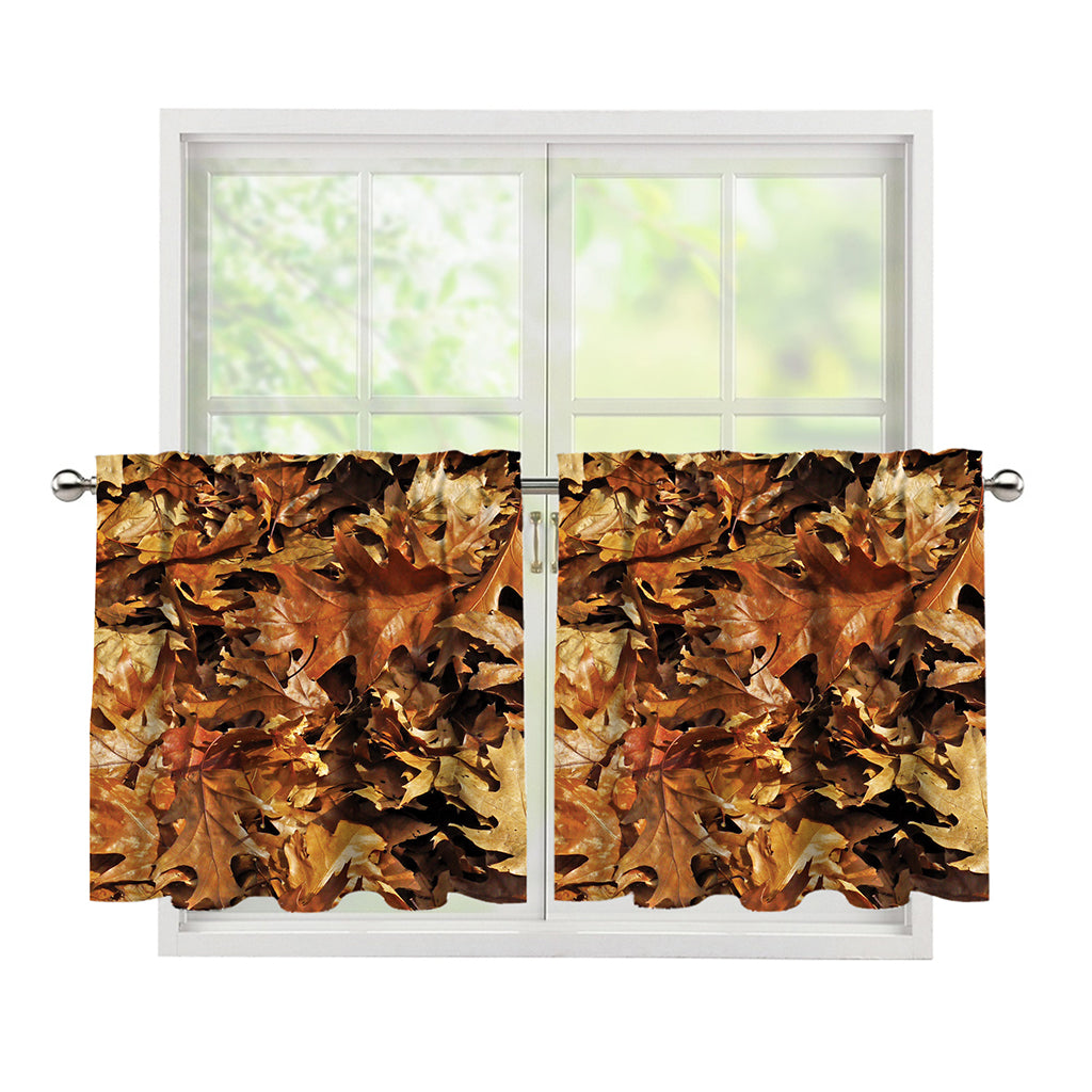 Fall Leaves Hunting Camouflage Print Tier Curtains