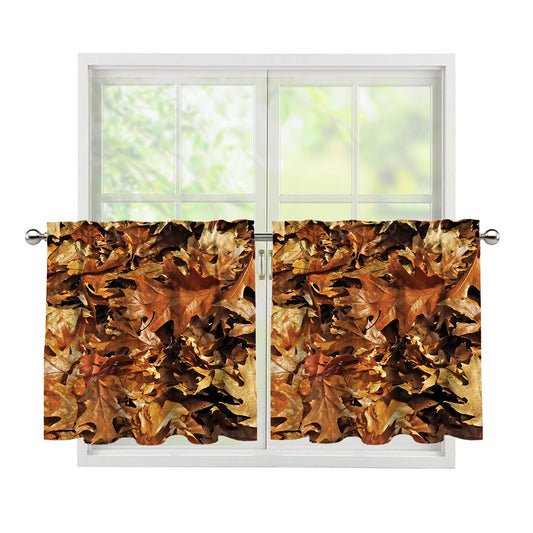 Fall Leaves Hunting Camouflage Print Tier Curtains