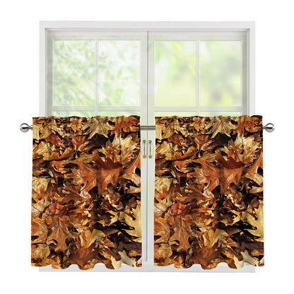 Fall Leaves Hunting Camouflage Print Tier Curtains