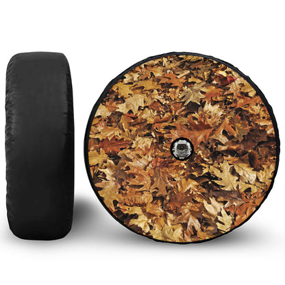 Fall Leaves Hunting Camouflage Print Tire Cover With Camera Hole