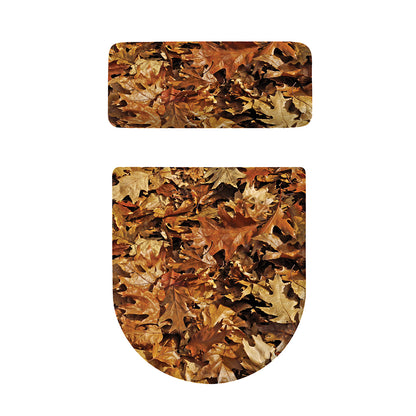 Fall Leaves Hunting Camouflage Print Toilet Lid And Tank Cover Set