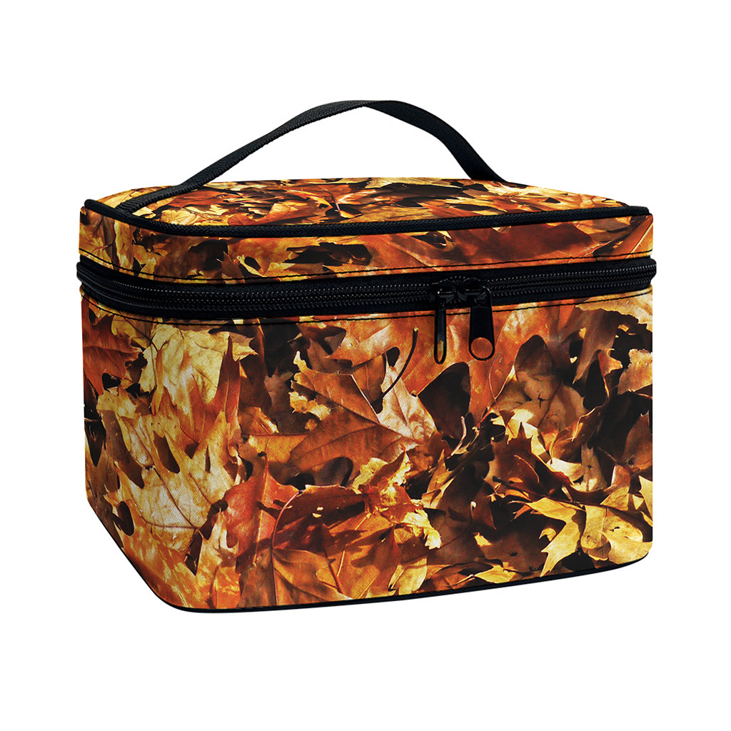 Fall Leaves Hunting Camouflage Print Travel Makeup Bag