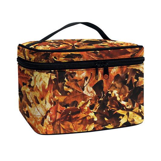 Fall Leaves Hunting Camouflage Print Travel Makeup Bag