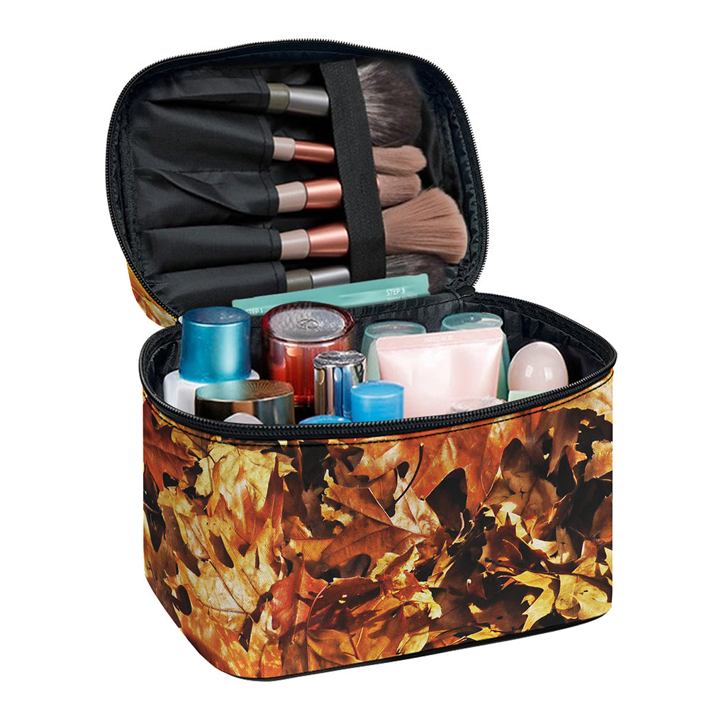 Fall Leaves Hunting Camouflage Print Travel Makeup Bag