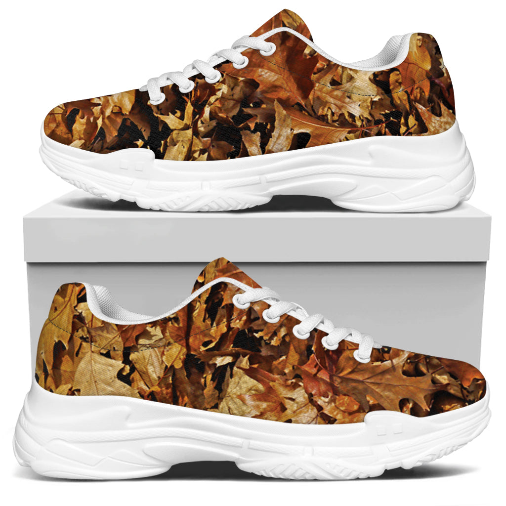 Fall Leaves Hunting Camouflage Print White Chunky Shoes