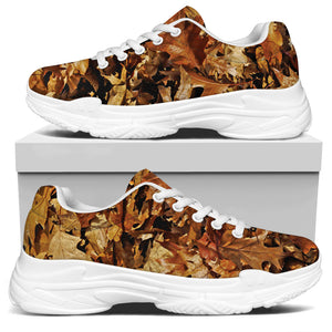 Fall Leaves Hunting Camouflage Print White Chunky Shoes