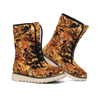 Fall Leaves Hunting Camouflage Print Winter Boots