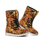 Fall Leaves Hunting Camouflage Print Winter Boots