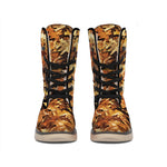 Fall Leaves Hunting Camouflage Print Winter Boots