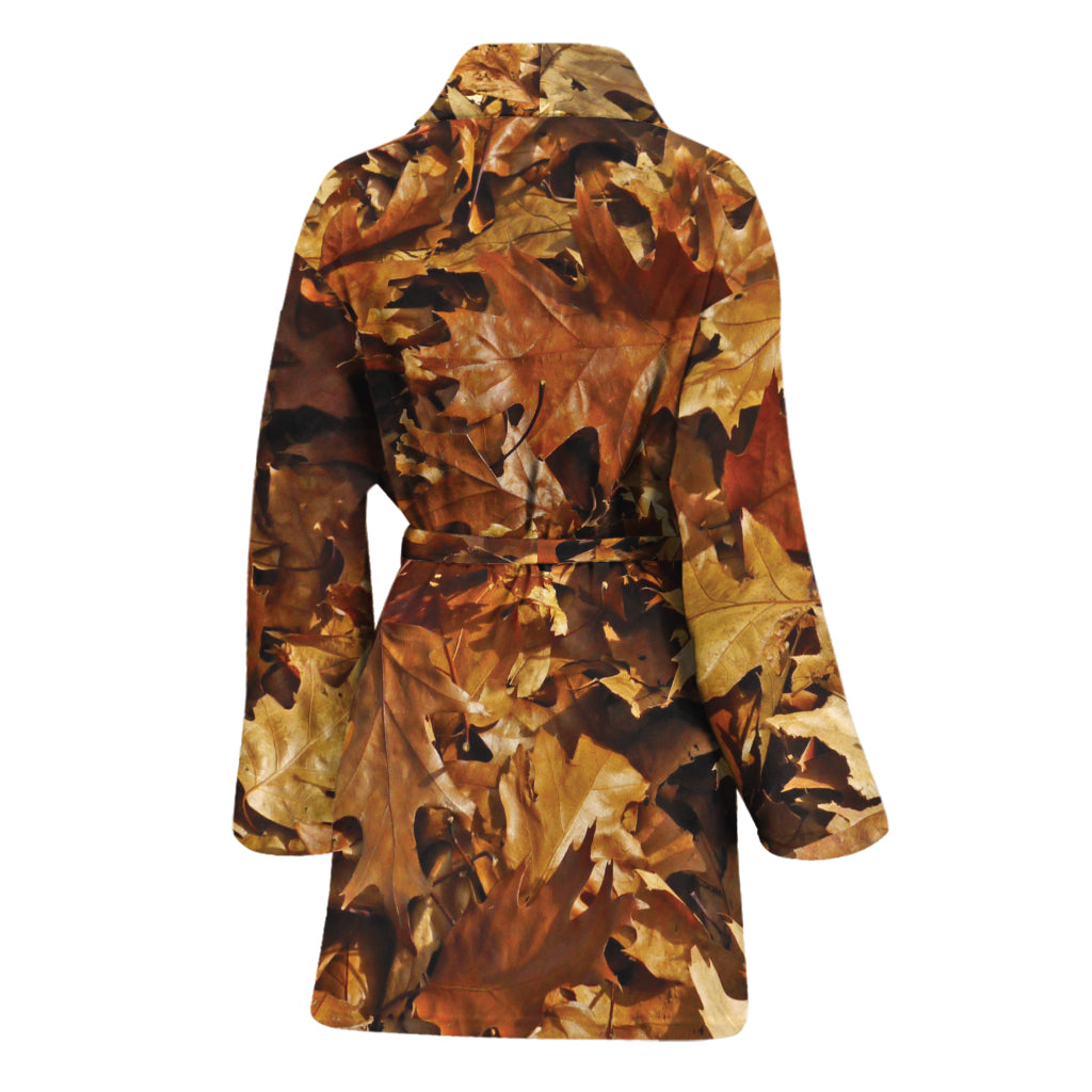 Fall Leaves Hunting Camouflage Print Women's Bathrobe