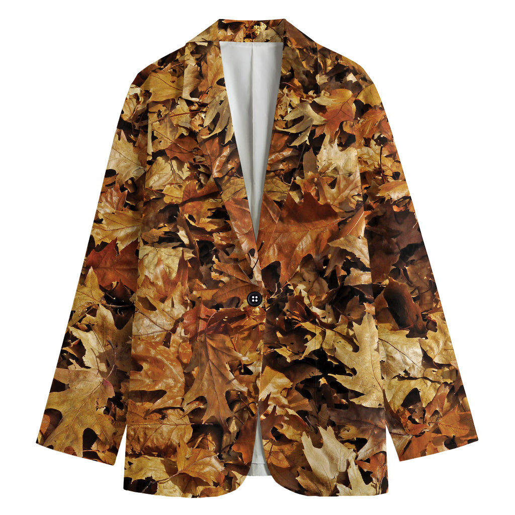 Fall Leaves Hunting Camouflage Print Women's Blazer