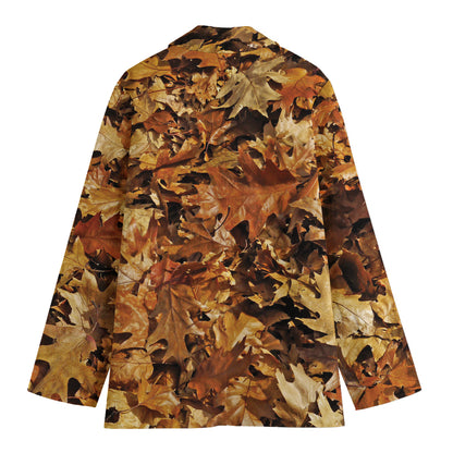 Fall Leaves Hunting Camouflage Print Women's Blazer