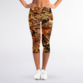 Fall Leaves Hunting Camouflage Print Women's Capri Leggings
