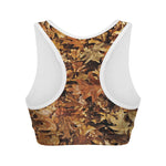 Fall Leaves Hunting Camouflage Print Women's Sports Bra