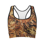 Fall Leaves Hunting Camouflage Print Women's Sports Bra