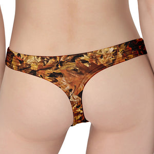 Fall Leaves Hunting Camouflage Print Women's Thong