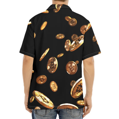 Falling Bitcoin Print Aloha Shirt