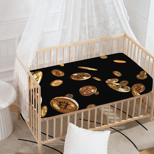 Falling Bitcoin Print Baby Crib Sheet