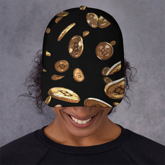 Falling Bitcoin Print Baseball Cap