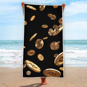 Falling Bitcoin Print Beach Towel