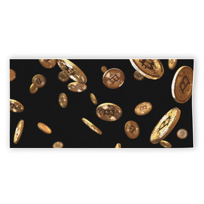 Falling Bitcoin Print Beach Towel