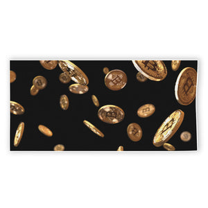 Falling Bitcoin Print Beach Towel