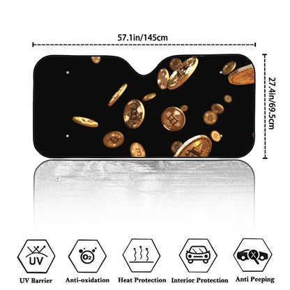 Falling Bitcoin Print Car Windshield Sun Shade