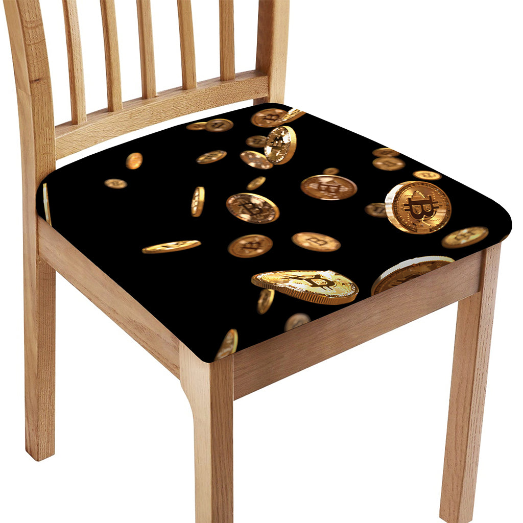 Falling Bitcoin Print Chair Cushion Cover