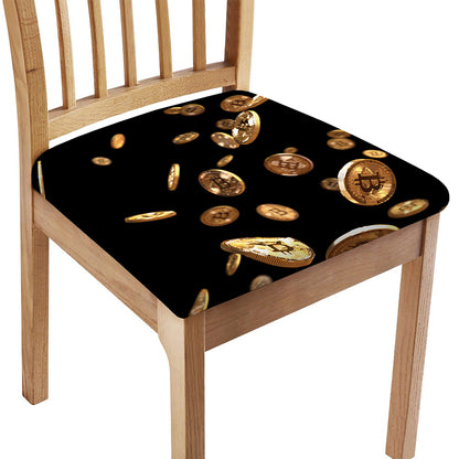 Falling Bitcoin Print Chair Cushion Cover