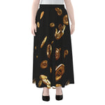 Falling Bitcoin Print Chiffon Maxi Skirt