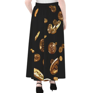 Falling Bitcoin Print Chiffon Maxi Skirt