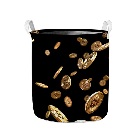 Falling Bitcoin Print Collapsible Laundry Basket