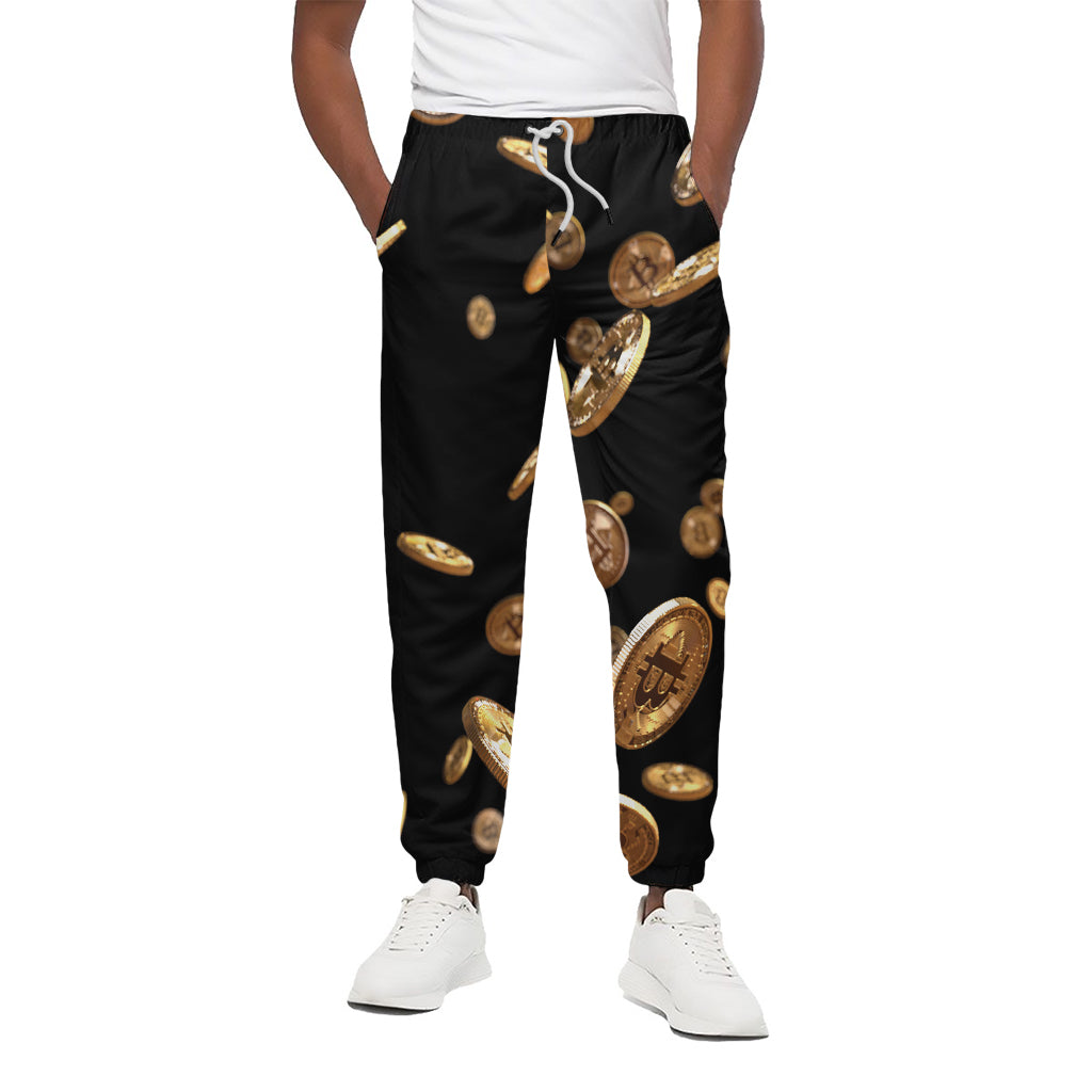 Falling Bitcoin Print Cotton Pants