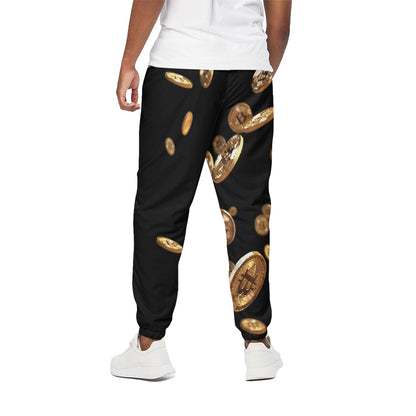 Falling Bitcoin Print Cotton Pants