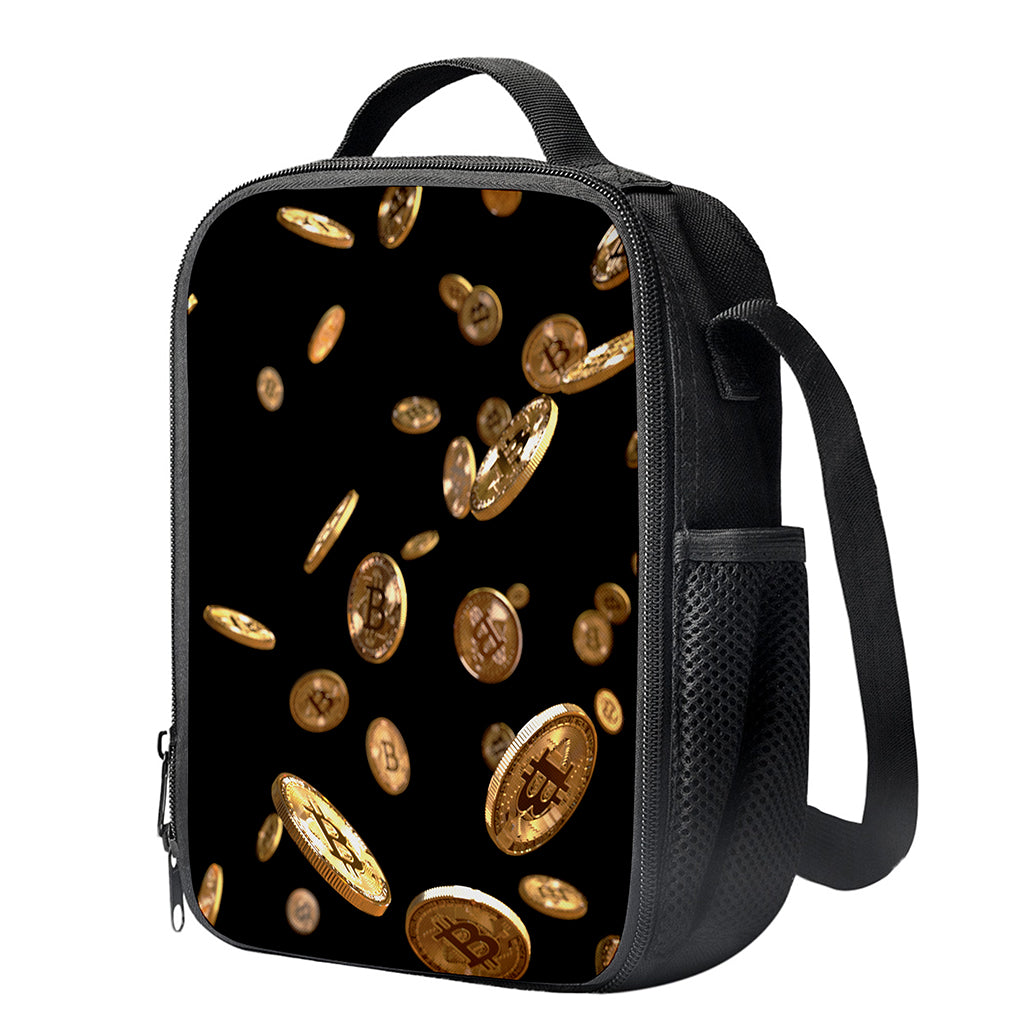 Falling Bitcoin Print Crossbody Lunch Bag