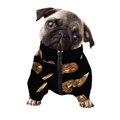 Falling Bitcoin Print Dog Zip Up Jacket
