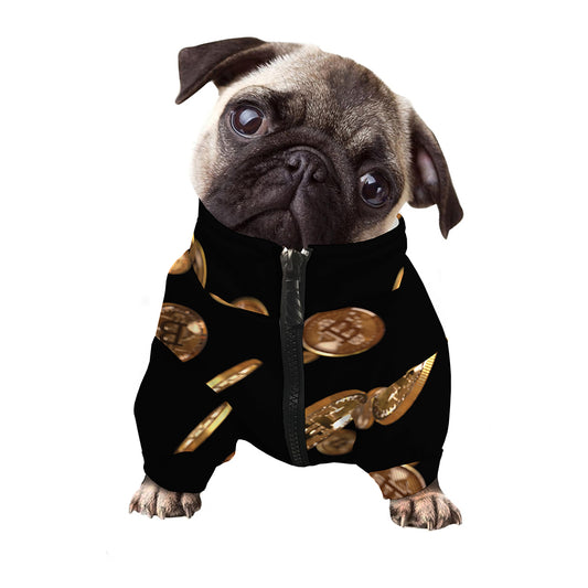 Falling Bitcoin Print Dog Zip Up Jacket