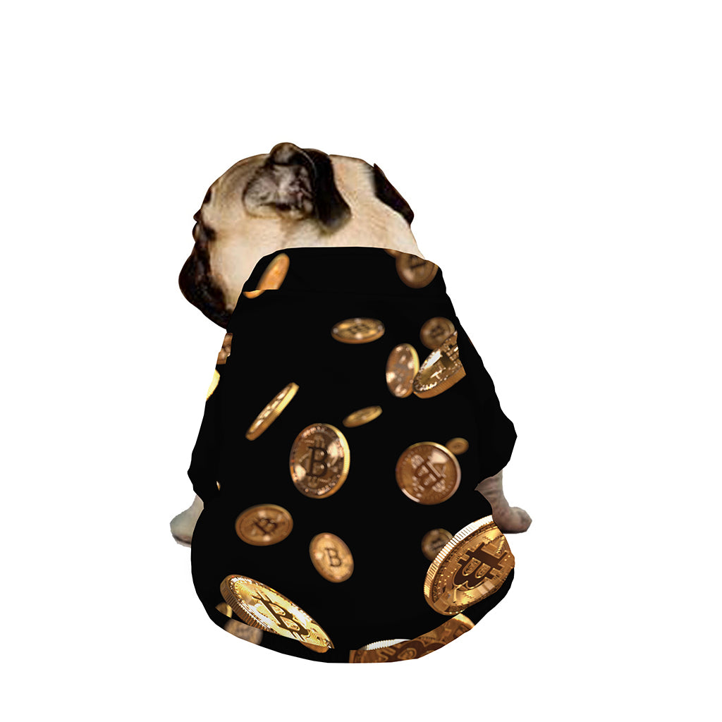 Falling Bitcoin Print Dog Zip Up Jacket