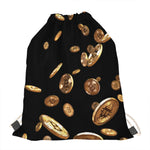 Falling Bitcoin Print Drawstring Bag