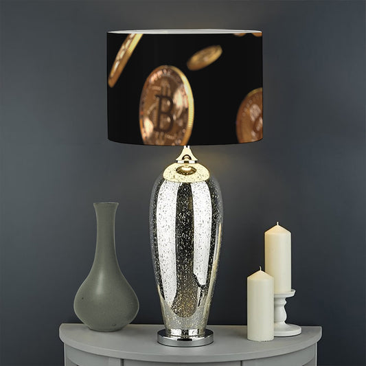 Falling Bitcoin Print Drum Lamp Shade