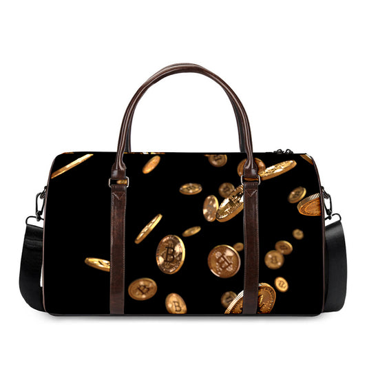 Falling Bitcoin Print Duffle Bag