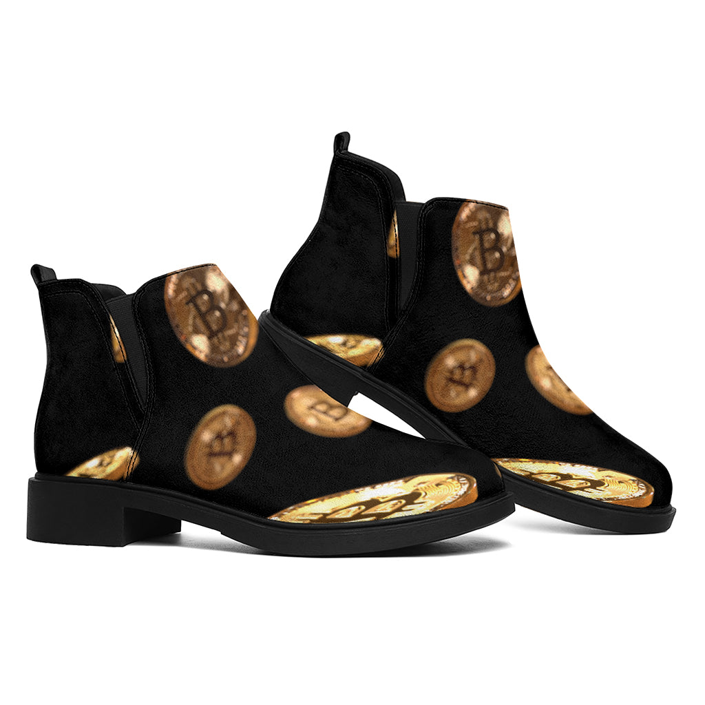 Falling Bitcoin Print Flat Ankle Boots