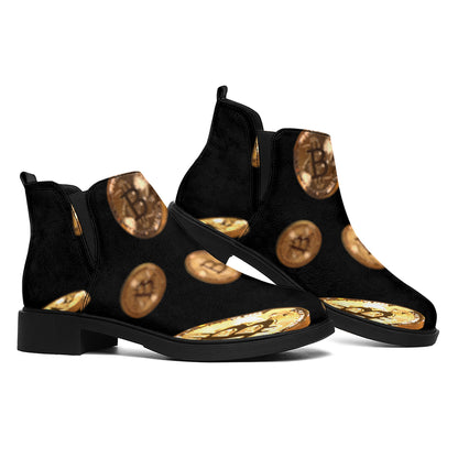Falling Bitcoin Print Flat Ankle Boots