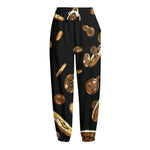 Falling Bitcoin Print Fleece Lined Knit Pants