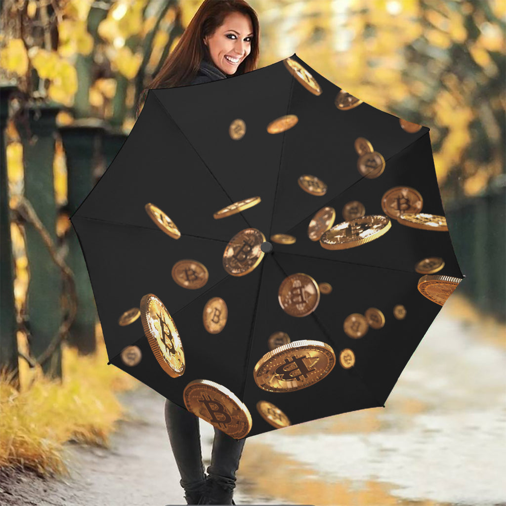 Falling Bitcoin Print Foldable Umbrella