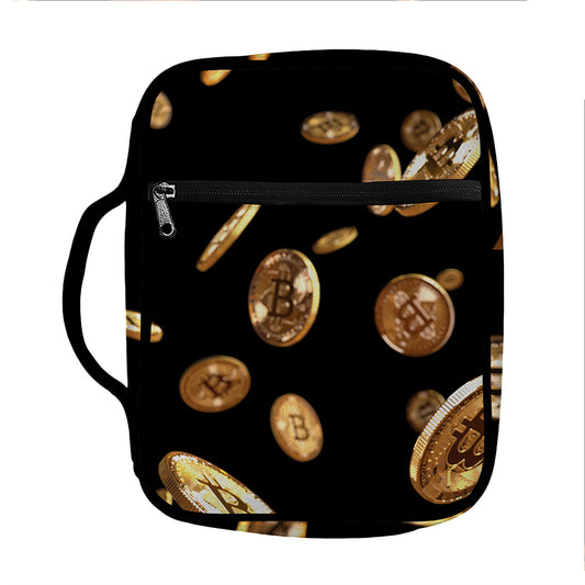 Falling Bitcoin Print Front Pocket Bible Bag