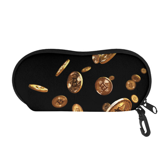 Falling Bitcoin Print Glasses Case