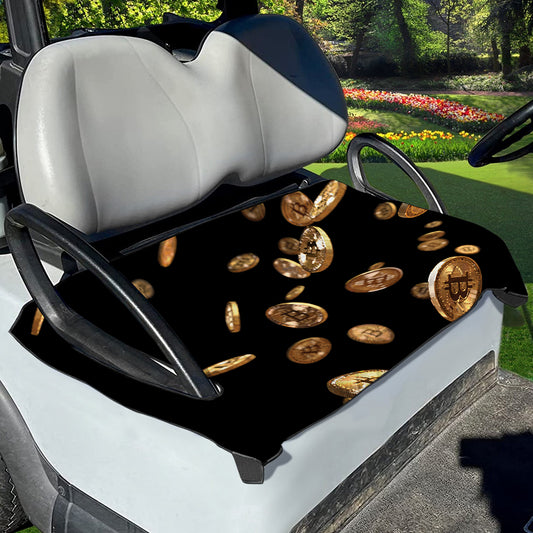 Falling Bitcoin Print Golf Cart Seat Cover